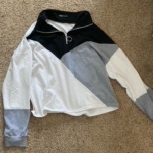Sweater, SHEIN, M, black, gray, and white